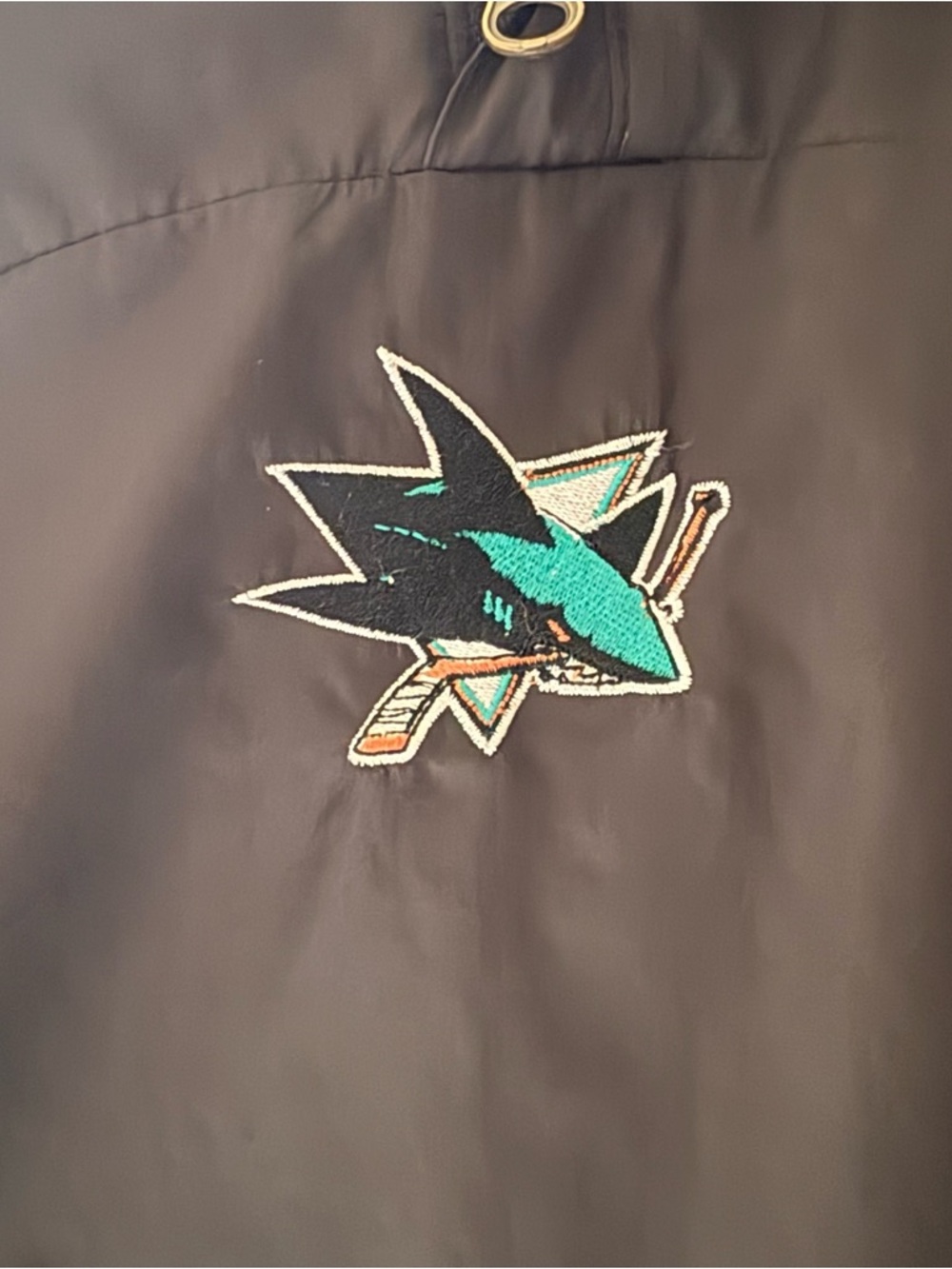 VTG San Jose Sharks Sweatshirt Nylon /Fleece Quarter Zip Reversible Men’s L - Picture 3 of 12